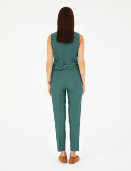 Ye_il Carrot Fit Keten Pantolon