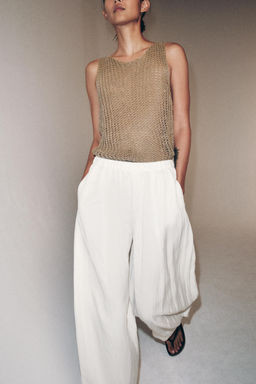 PANTAL?N BARREL FLUIDO ZW COLLECTION / Blanco roto - Zara фото 4