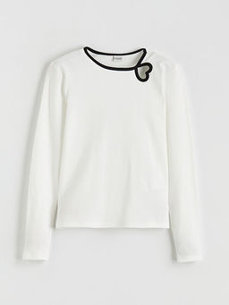 Bisiklet Yaka Kalp Detayl? K?z ?ocuk Ti??rt