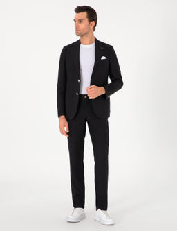 Siyah Slim Fit %100 Keten Ceket - Cacharel фото 4