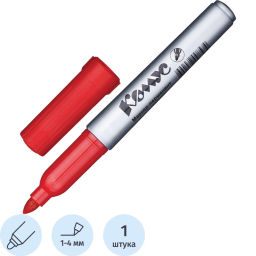 Маркер перманентный КОМУС PY2304 красный 1-4мм круглый наконечник фото 2