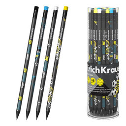 АКЦИЯ Цена за 42 шт. Чернографитный карандаш пластиковый ErichKrause Sport DNA, круглый, с ластиком, HB (в тубусе по 42 шт.)