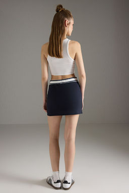 Trendyolmilla Lacivert Beli Lastikli Y?rtmacl? Mini Orme Sort Etek TWOSS25SR00202  фото 5