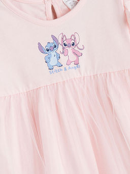 Stitch ve Angel Bask?l? K?z Bebek Elbise
