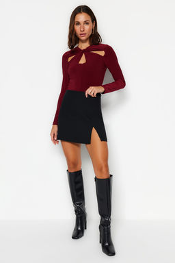TRENDYOLMILLA Siyah Cut Out ve Buzgu Detayl? Fitted/Vucuda Oturan Esnek C?tc?tl? Orme Body TWOAW22BD0047  фото 3