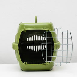 Переноска для животных до 9 кг Пижон, металлическая дверь, 43 х 29 х 27,5 см, оливковая  фото 9