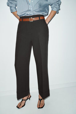 TROUSERS WITH TURN-UP CUFFS AND BELT - Zara фото 26