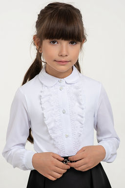 Белая школьная блуза Mooriposh, модель 0680
