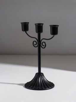 Подсвечник на 3 свечи «Классика с завитками», металл, d=2.5 см, чёрный, 18×10×21 см