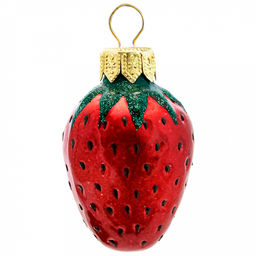 Елочная игрушка фигурка стеклянная "Земляничка-2" д4см, h6см, ручная художественная роспись, подарочная упаковка (Россия)
