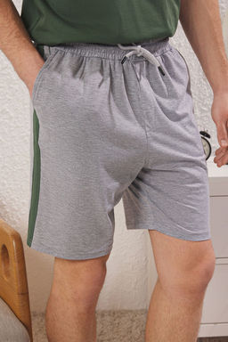 TRENDYOL MAN Yesil Regular Fit Panelli Orme Sortlu Pijama Tak?m? TMNSS25PT00035 - Trendyolmilla фото 3