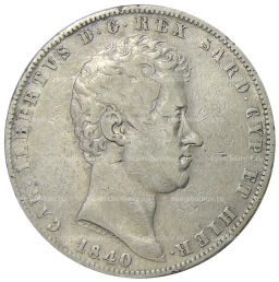 5 лир 1840 года Итальянские государства  Сардиния
