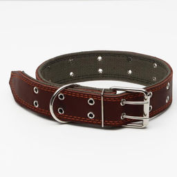 Ошейник комбинированный кожа/брезент, безразмерный, 83 х 4,5 см, ОШ 20-70 см, коричневый - Пижон фото 2