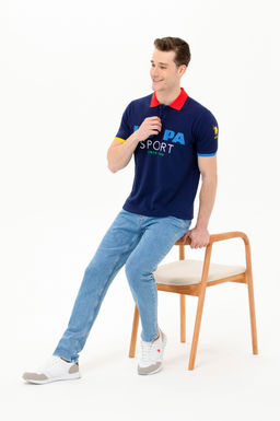 Мужская темно-синяя футболка с воротником-поло - U.s. polo assn фото 2