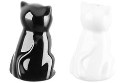 Набор д/специй 2 пр. "Котики" черн/бел на дерев. подставке