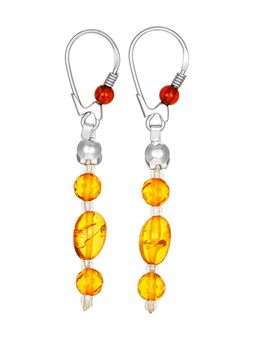 Изящные серьги из натурального янтаря в алмазной огранке Богемия