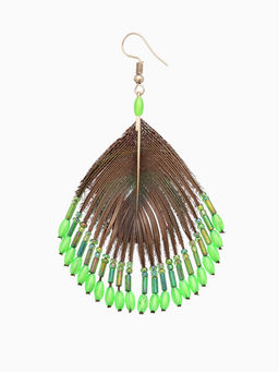 Серьги «Павлин», 5×8 см, зелёные