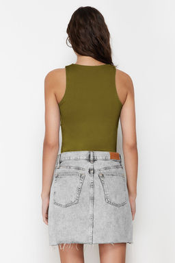 Yag Yesili Halter Yaka Vucuda Oturan Esnek Alttan C?tc?tl? Orme Body TWOSS20BD0044