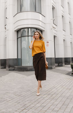 Блузка трикотажная горчичный - Donna saggia фото 4