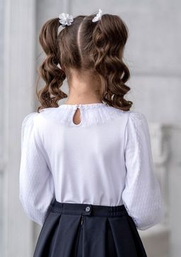 Дита, блузка трикотажная белый/140-72-63 - Alolika фото 3