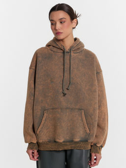 Худи женское хаки с обработкой эйсид хаки 122981 - Mark formelle фото 2