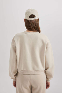 Толстый толстый свитшот Cool Oversize с круглым вырезом - Defacto фото 5
