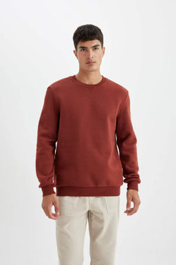 Regular Fit Bisiklet Yaka Basic Duz Kal?n Sweatshirt - Defacto фото 8