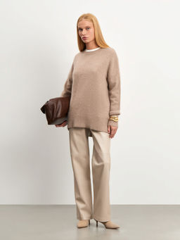 Мягкий джемпер цвета мокко с шерстью - Emka фото 3