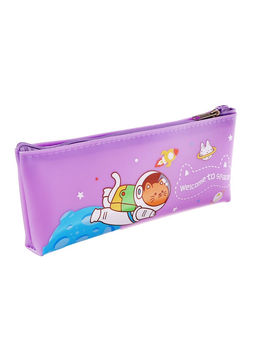 Пенал школьный на молнии Calligrata Космонавт, 1 отделение, плоский, с рисунком, ПВХ, фиолетовый