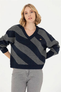 U. S. Polo Assn Женский темно-синий свитер с v-образным вырезом - U.s. polo assn фото 8