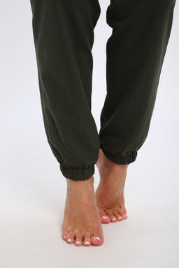 Брюки женские из кулирки на резинке хаки