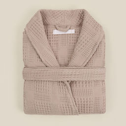 Халат вафельный мужской SL HOME: Chess «Саббиа», размер L, хлопок 100%, коричневый