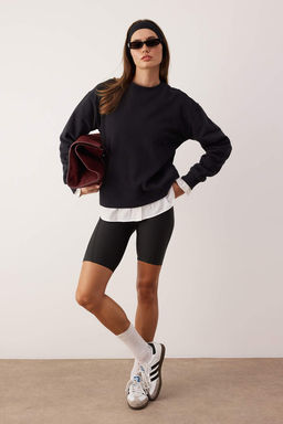 Ac?k Gul Kurusu Premium Oversize Kal?p Nak?sl? Kal?n Ici Polarl? Orme Sweatshirt TWOAW26SW00203 - Trendyolmilla фото 9