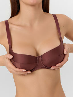 Бюстгальтер макси женский коричневый с сатиновым блеском - Mark formelle фото 4