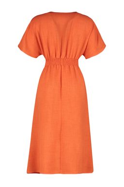 Turuncu Baglama Detayl? A Kesim V Yaka Midi Dokuma Elbise TWOSS23EL01543