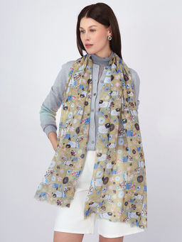 Большой, мягкий, тонкий и очень нежный двусторонний палантин с рисунком в стиле арт-деко - Tantino фото 11