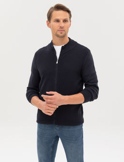 Lacivert Slim Fit Fermuarl_ Triko H_rka