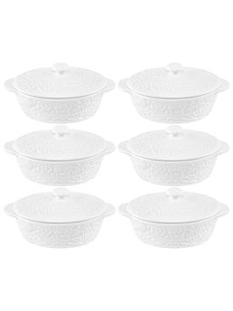 Набор 6 жюльенниц-кокотниц 250 мл 16*10*8 см Райский сад с крышками, фарфор - Elan gallery фото 4