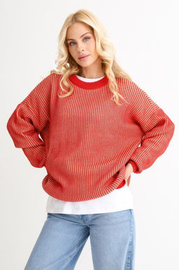 Джемпер женский вязаный Line красный