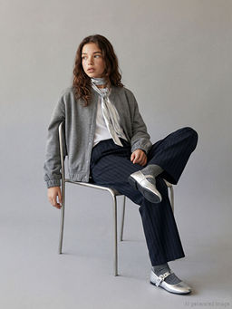 Beli Lastikli ?izgili K?z ?ocuk Pantolon