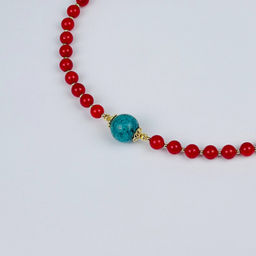 Колье из Коралла и Бирюзы 42 см +