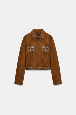 FAUX SUEDE STUDDED JACKET