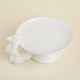 Блюдо сервировочное SL Home Пасхальные кролики, 30.5?25?15.5 см, доломит, белое