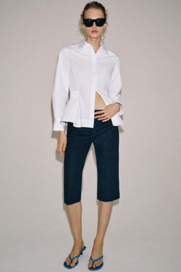 PANTAL?N CAPRI DENIM ZW COLLECTION / Azul