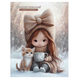 Дневник школьный арт. 72731 ДЕВОЧКА С КОТЕНКОМ И КОФЕ / твёрдый переплёт 7БЦ, А5+, 48 л., выборочный