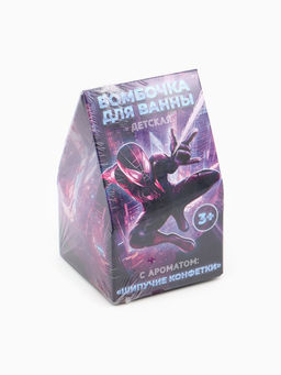Цена за 2 шт. Бомбочка для ванны детская 40 г, аромат шипучие конфетки, в коробке, Человек-паук