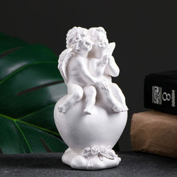 Фигурка гипс Ангелы на сердце, перламутровый, 14?8?6 см