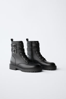 BOTA DOBLE HEBILLA PIEL / Negro - Zara фото 2