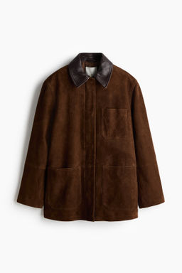 Chaqueta de ante con cuello camisero