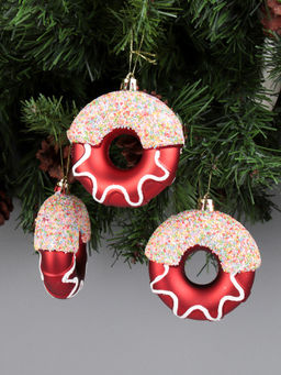 Новогоднее украшение Пончик 3 штуки 8 см / WF-203 /уп 182/ - ГалеонТрейд фото 2